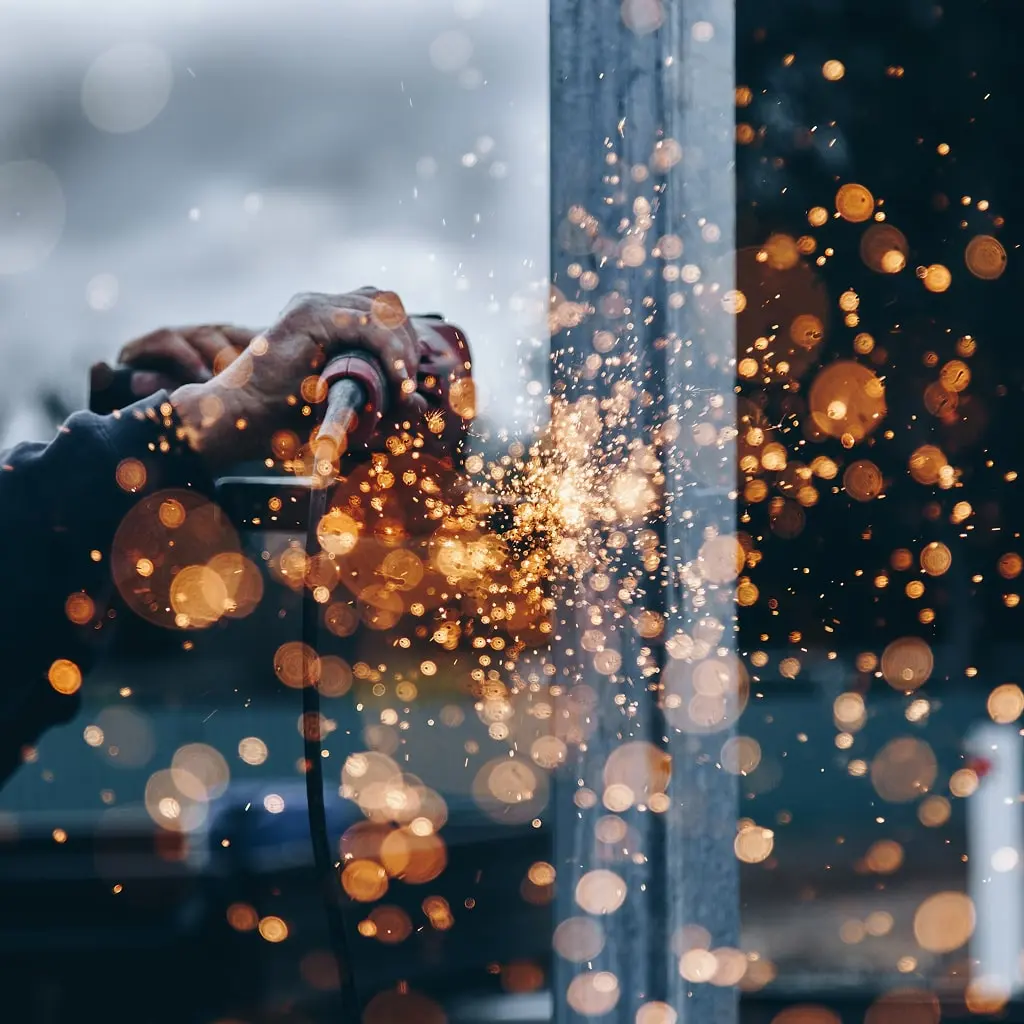 A man welding metal