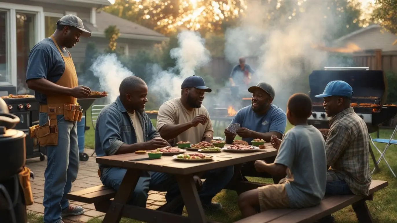 A group of contractors enjoying a braai