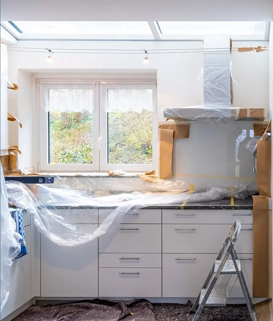 A kitchen being renovated